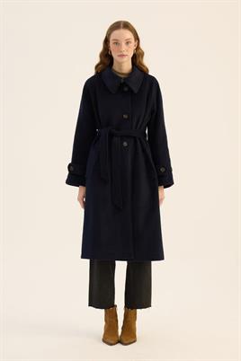 Oversize Kesim Kaban Lacivert