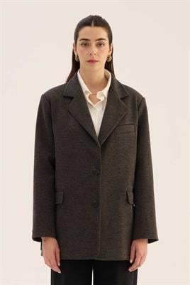 Oversize Kesim Kaşe Blazer Antrasit