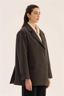 Oversize Kesim Kaşe Blazer Antrasit
