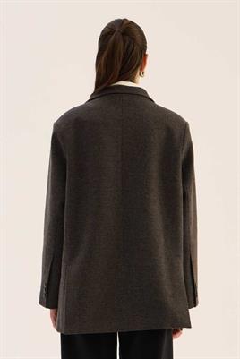 Oversize Kesim Kaşe Blazer Antrasit