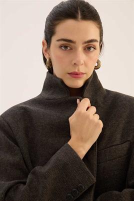 Oversize Kesim Kaşe Blazer Antrasit