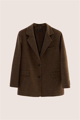 Oversize Kesim Kaşe Blazer Kahverengi