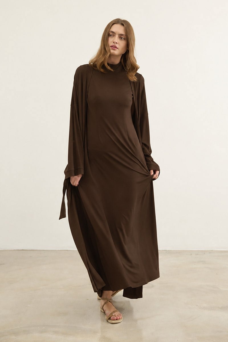 Oversize Viskon Kimono Acı kahve