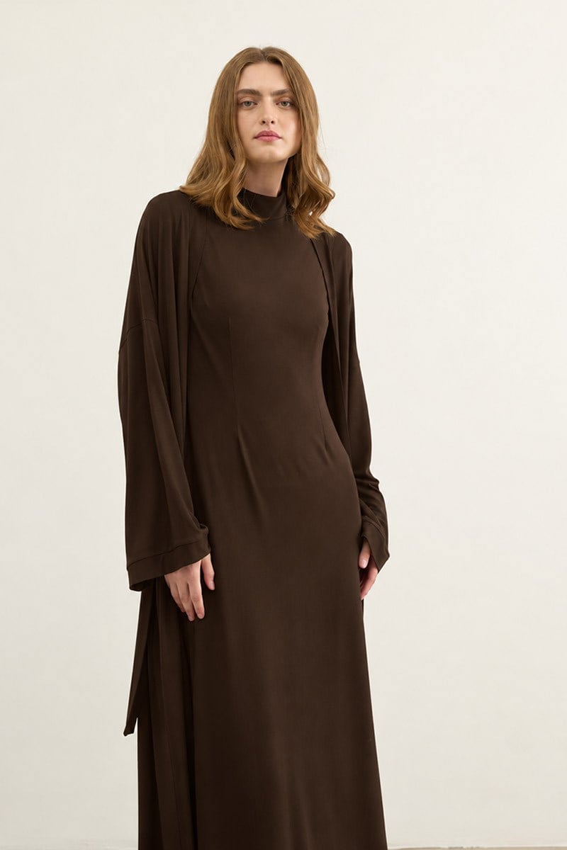 Oversize Viskon Kimono Acı kahve