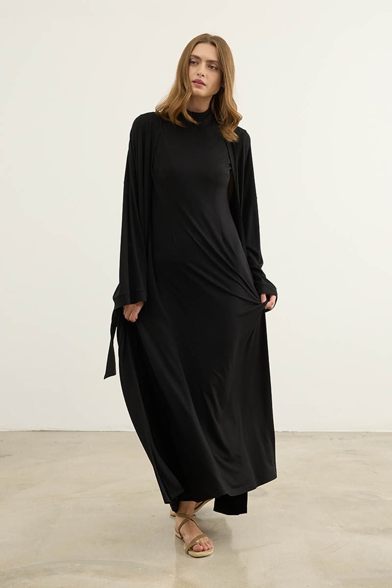 Oversize Viskon Kimono Siyah