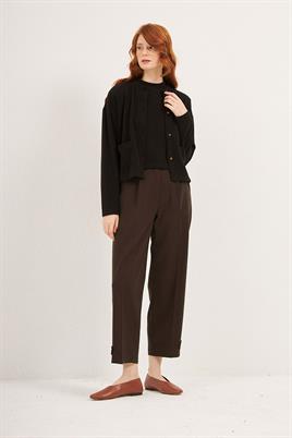 Paçası Apoletli Pantolon Kahverengi