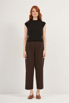 Paçası Apoletli Pantolon Kahverengi