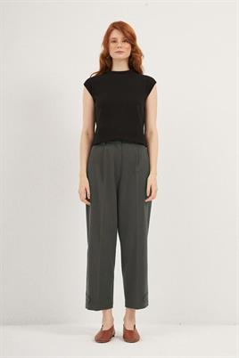 Paçası Apoletli Pantolon Haki