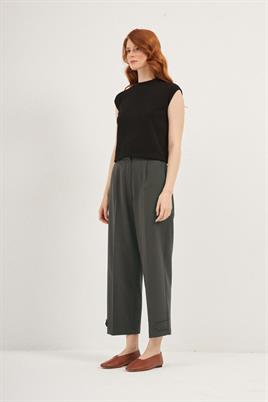 Paçası Apoletli Pantolon Haki