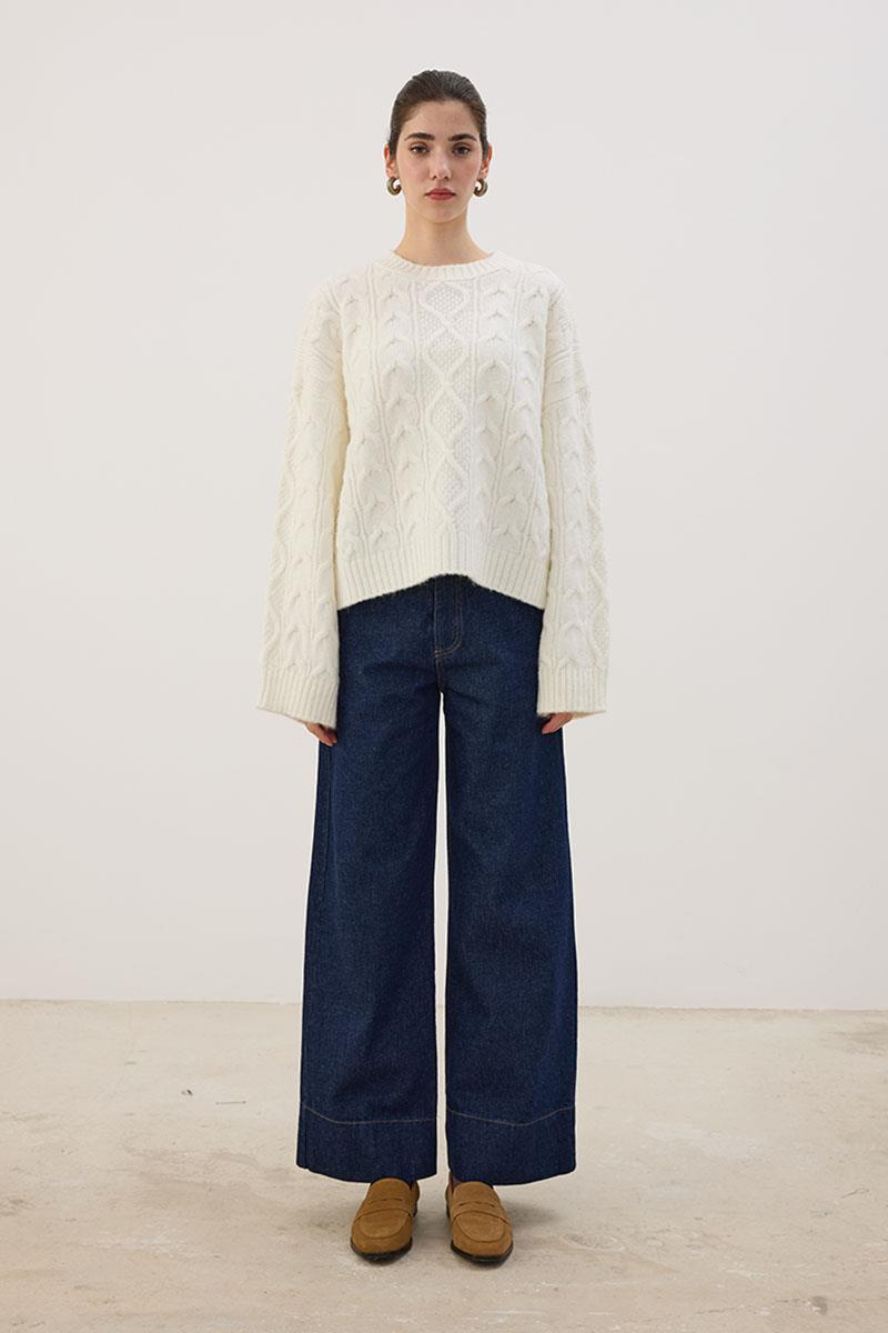 Paçası Dikişli Kot Pantolon Lacivert