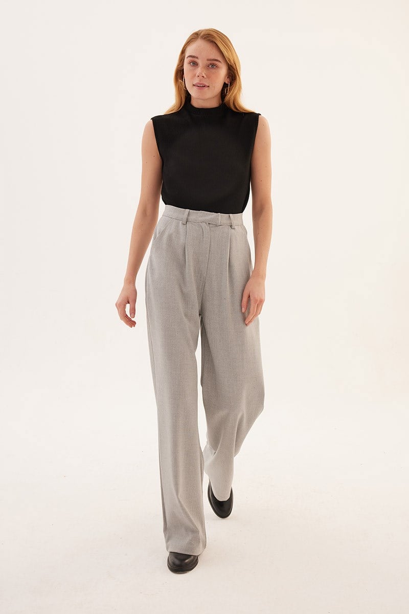 Palazzo Pantolon Açık Gri