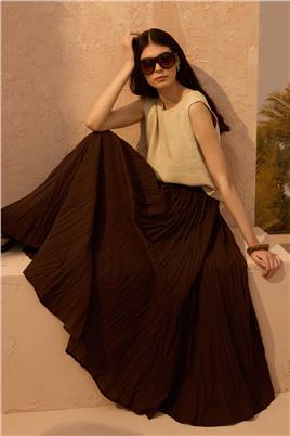 Pamuk Vual Crush Etek Acı kahve