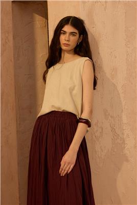 Pamuk Vual Crush Etek Bordo