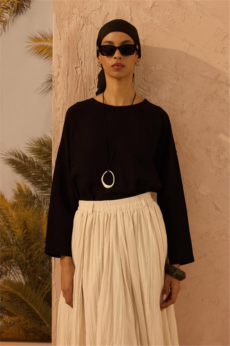 Pamuk Vual Crush Etek Krem