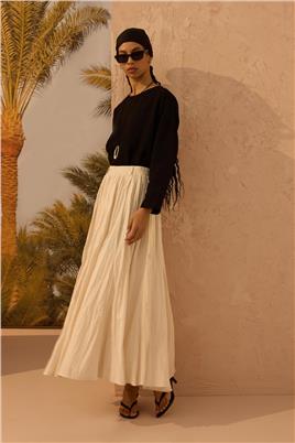 Pamuk Vual Crush Etek Krem