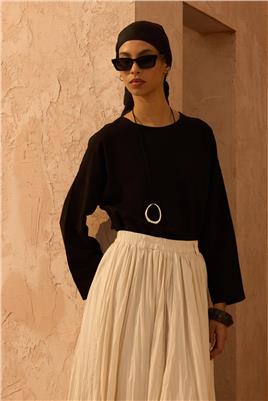 Pamuk Vual Crush Etek Krem