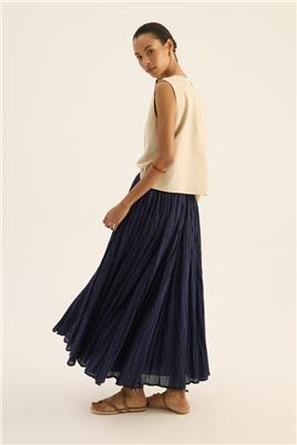 Pamuk Vual Crush Etek Lacivert