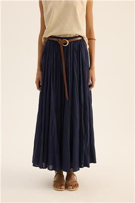 Pamuk Vual Crush Etek Lacivert