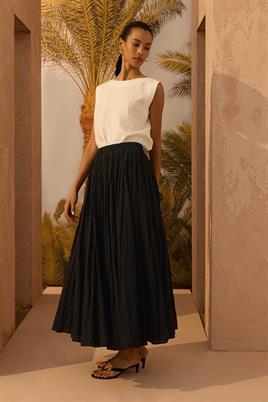 Pamuk Vual Crush Etek Siyah