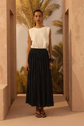 Pamuk Vual Crush Etek Siyah