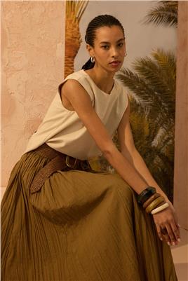 Pamuk Vual Crush Etek Zeytin Yeşili