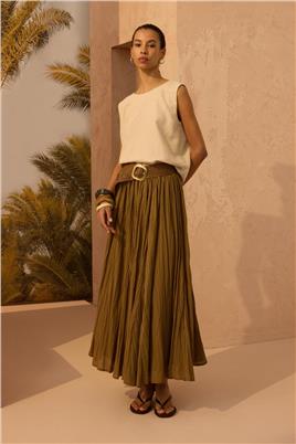 Pamuk Vual Crush Etek Zeytin Yeşili