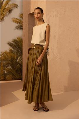 Pamuk Vual Crush Etek Zeytin Yeşili