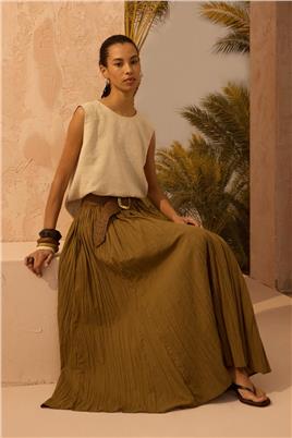 Pamuk Vual Crush Etek Zeytin Yeşili