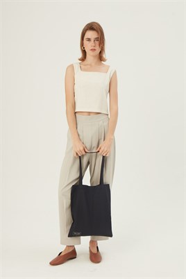 Pamuklu Shopper Çanta Lacivert