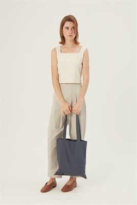 Pamuklu Shopper Çanta Füme