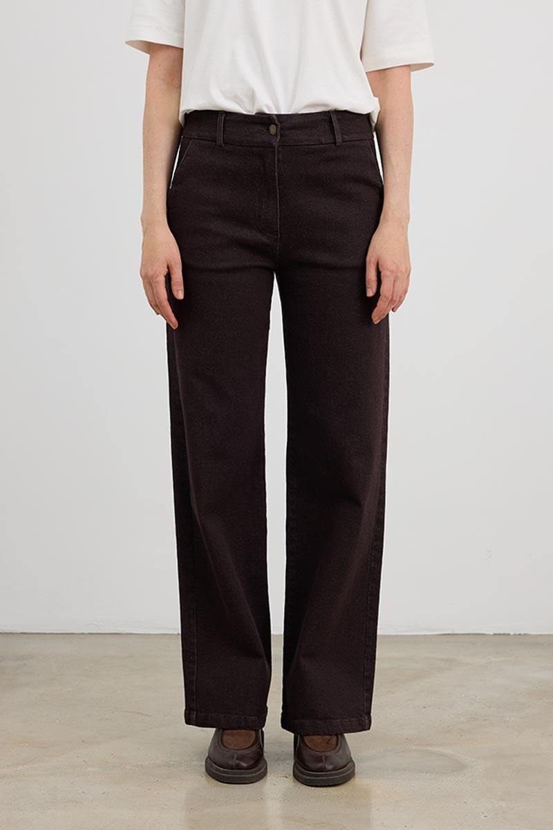 Pamuklu Wide Leg Jean Acı kahve