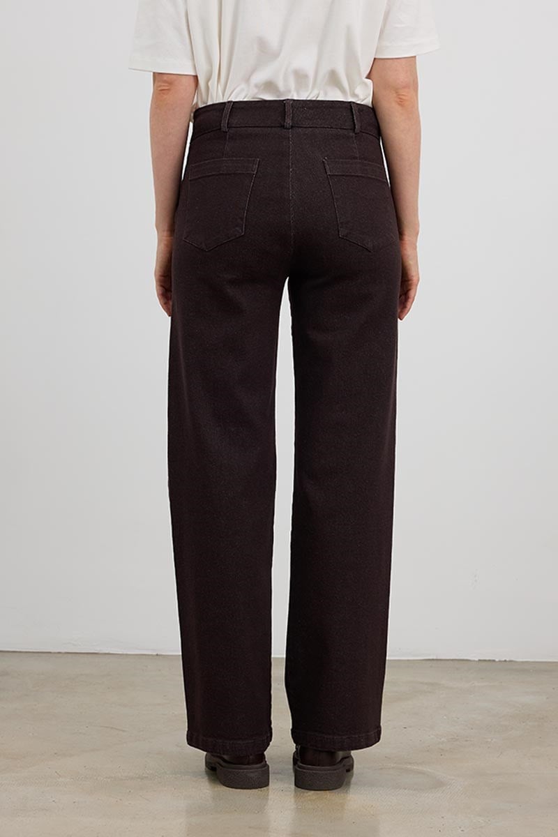 Pamuklu Wide Leg Jean Acı kahve