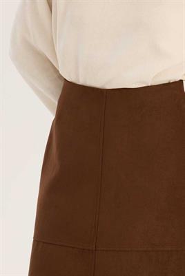 Parçalı Süet Etek Kahverengi