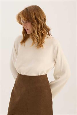 Parçalı Süet Etek Koyu camel