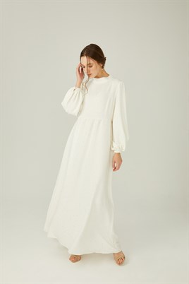 Parıltılı Elbise Ekru