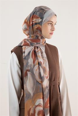 Pastel Çiçek Desenli Şal Krem