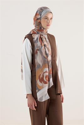 Pastel Çiçek Desenli Şal Krem