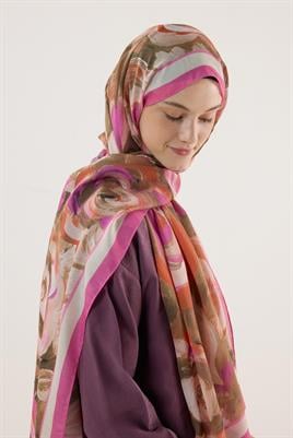 Pastel Çiçek Desenli Şal Pembe