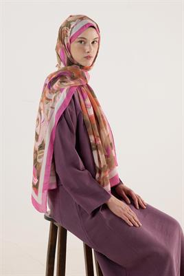 Pastel Çiçek Desenli Şal Pembe