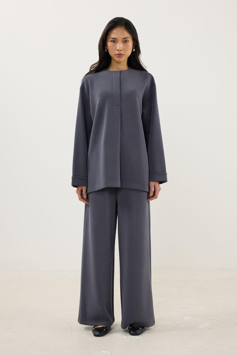 Pat Detaylı Modal Sweatshirt Füme