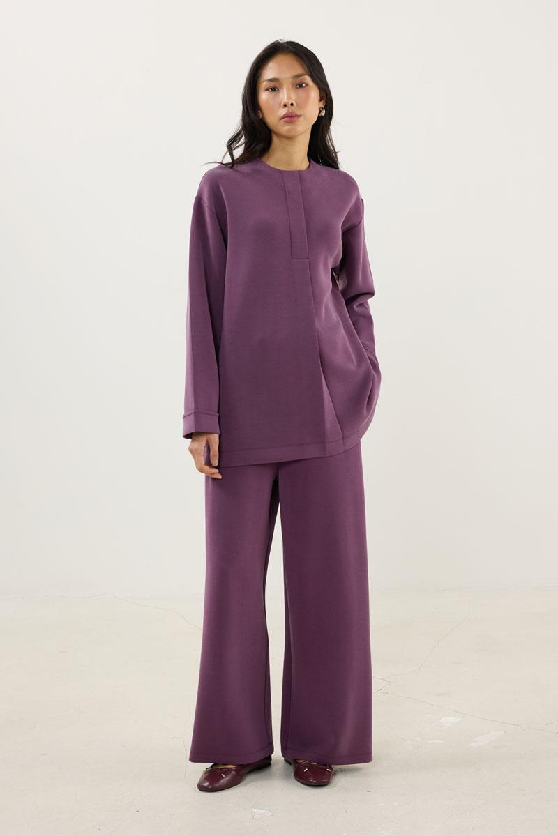 Pat Detaylı Modal Sweatshirt Mürdüm