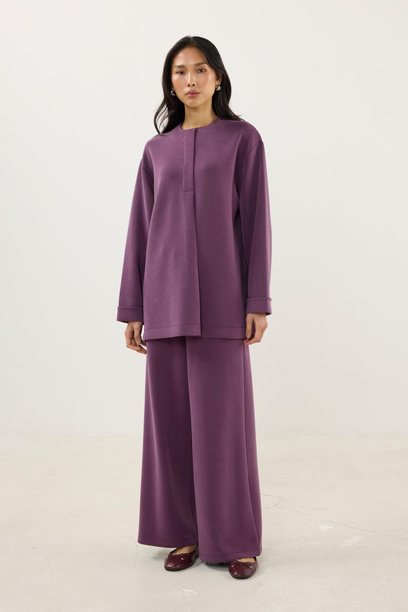 Pat Detaylı Modal Sweatshirt Mürdüm