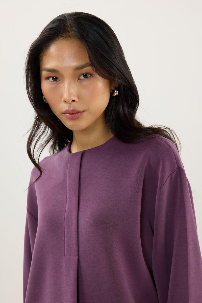 Pat Detaylı Modal Sweatshirt Mürdüm