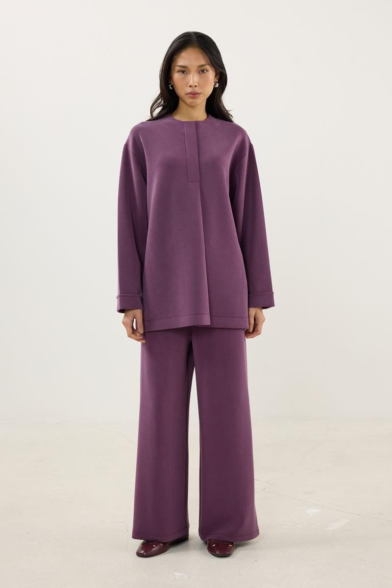 Pat Detaylı Modal Sweatshirt Mürdüm