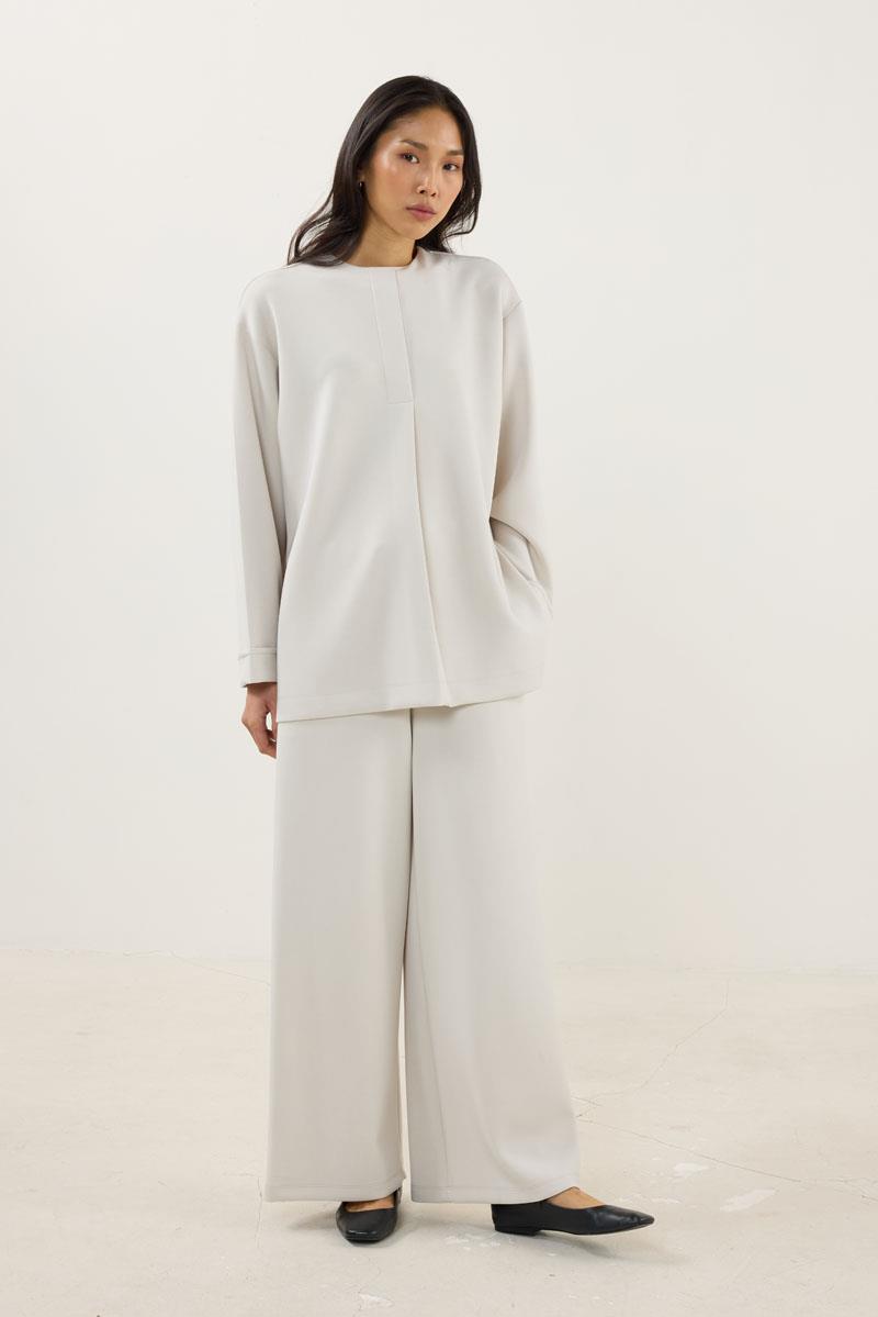 Pat Detaylı Modal Sweatshirt Taş