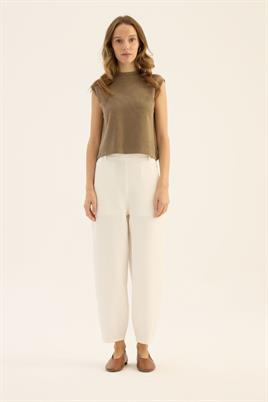 Pens Detaylı Pantolon Ekru