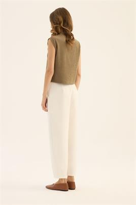 Pens Detaylı Pantolon Ekru