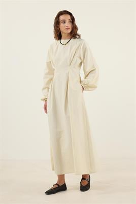 Pile Detaylı Elbise Taş