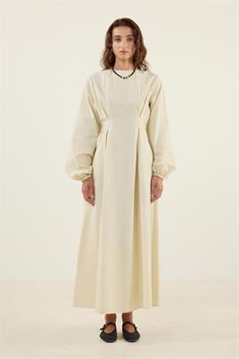 Pile Detaylı Elbise Taş