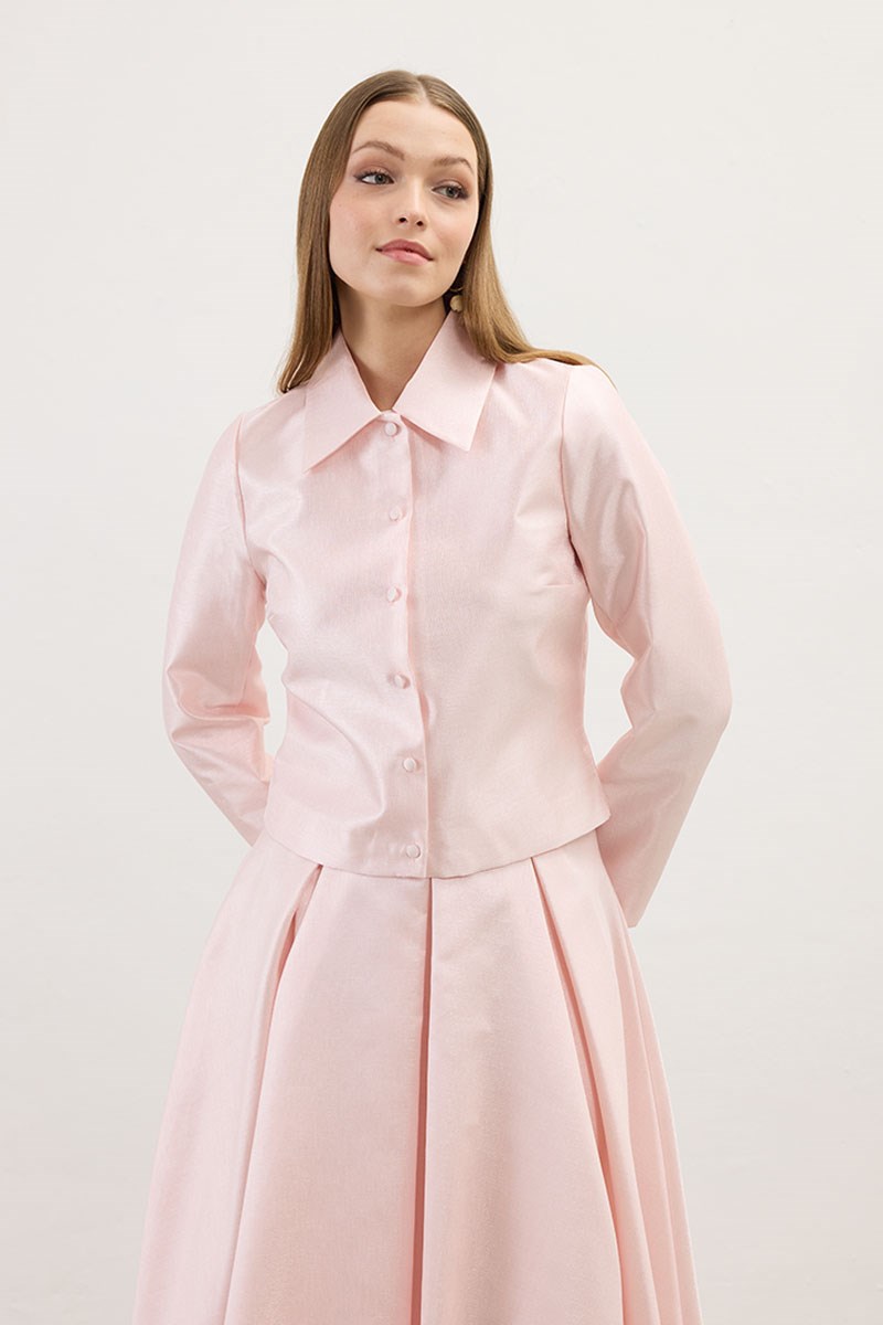 Pileli Abiye Etek Pudra